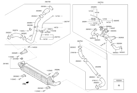 2021 Hyundai Genesis G90 Turbocharger & Intercooler Diagram