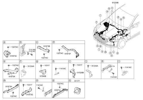 2020 Hyundai Genesis G90 WIRING ASSY-FRT Diagram for 91280-D2211