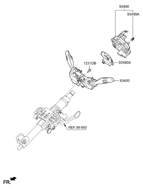 2021 Hyundai Genesis G90 Switch Assembly-Multifunction Diagram for 93400-D2025