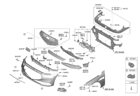 2020 Hyundai Genesis G90 Mark Assembly-Hood Top Diagram for 86320-D2600