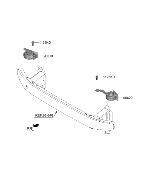 2022 Hyundai Genesis G90 Horn Assembly-High Pitch Diagram for 96621-D2000