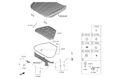 2022 Hyundai Genesis G90 Latch Assembly-Hood Diagram for 81130-D2500