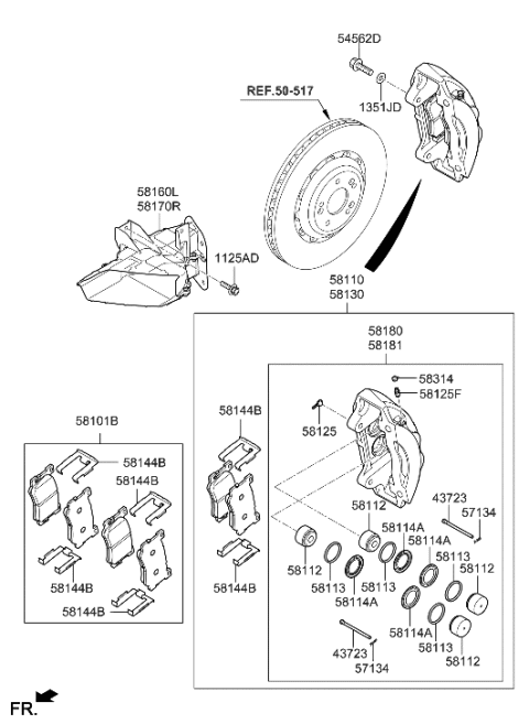 2021 Hyundai Genesis G90 CALIPER Kit-Brake,LH Diagram for 58180-D2A80
