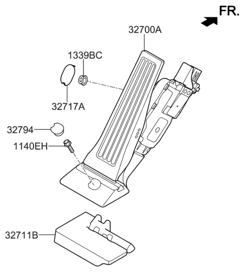 2020 Hyundai Genesis G90 Block-Accelerator Bracket Support Diagram for 32711-B1100