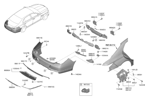 2020 Hyundai Genesis G90 Lamp Assembly-Rear R/REFL,RH Diagram for 92406-D2510