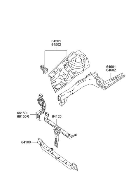 2008 Hyundai Tiburon Fender Apron & Radiator Support Panel Diagram