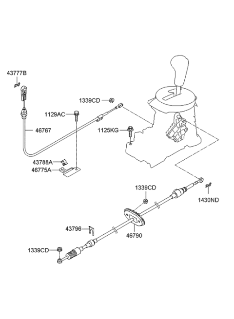 2007 Hyundai Tiburon Shift Lever Control (ATM) Diagram 2