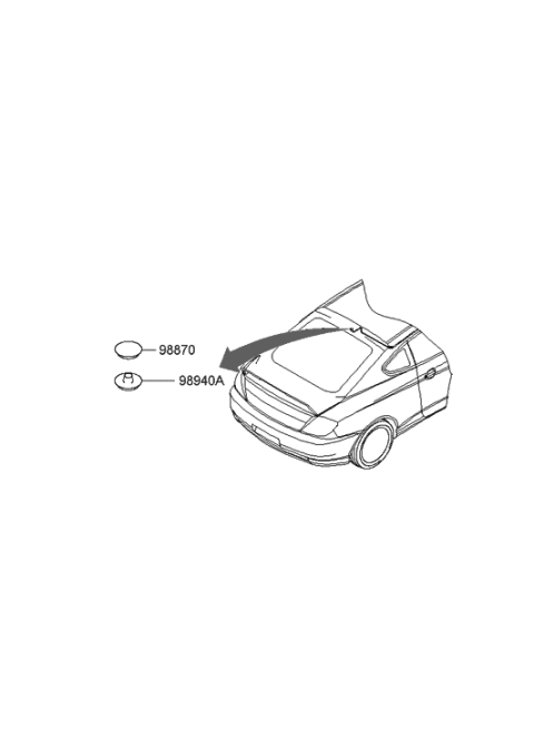 2006 Hyundai Tiburon New Body Style Windshield Wiper-Rear Diagram