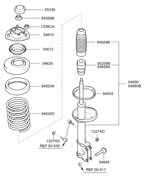 2006 Hyundai Tiburon New Body Style Front Spring & Strut Diagram