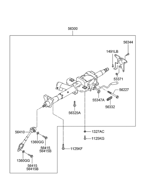 2007 Hyundai Tiburon Steering Column & Shaft Diagram