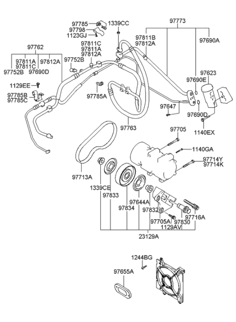 2008 Hyundai Tiburon Air conditioning System-Cooler Line Diagram 1