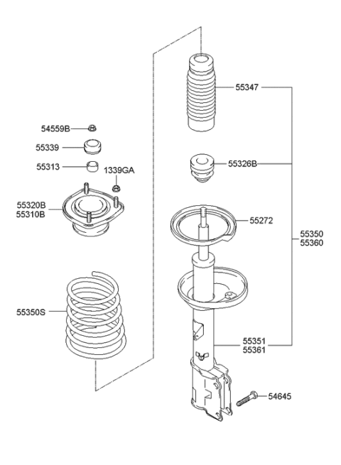 2006 Hyundai Tiburon New Body Style Rear Shock Absorber & Spring Diagram