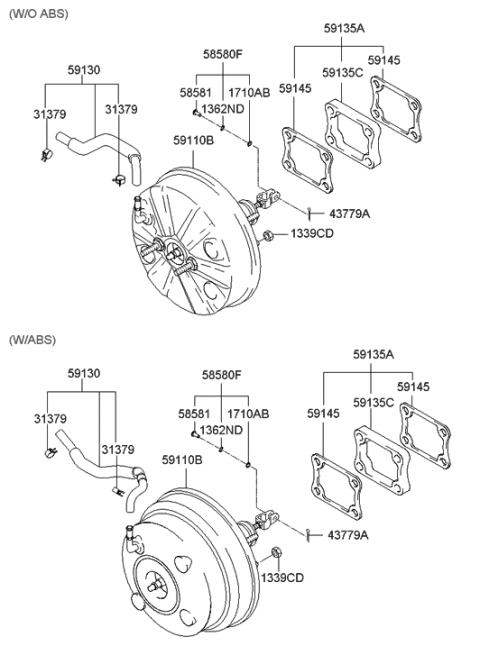 2019 Hyundai Santa Fe Hose Assembly-Brake Booster Vacuum Diagram for 59130-2C500