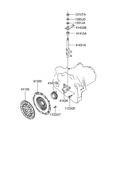 2006 Hyundai Tiburon Clutch & Release Fork Diagram 1