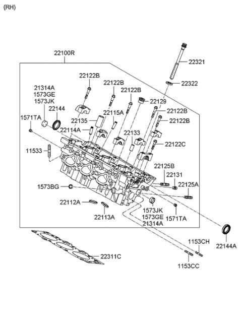 2008 Hyundai Tiburon Cylinder Head Diagram 2