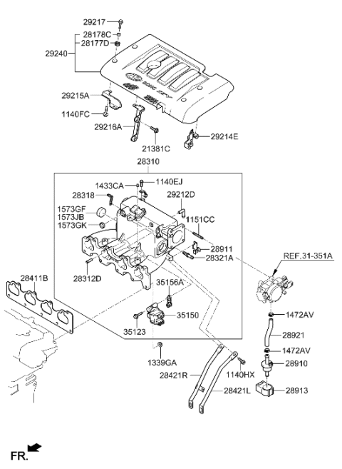 2006 Hyundai Tiburon Intake Manifold Diagram 1