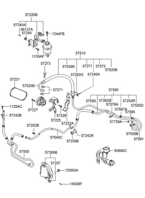 2007 Hyundai Tiburon Hose-Return Diagram for 57564-2C000