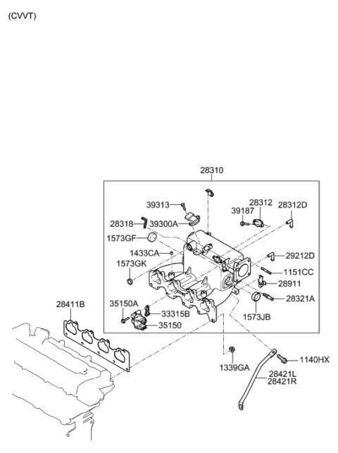 2006 Hyundai Tiburon New Body Style Intake Manifold Diagram 2