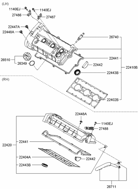 2006 Hyundai Tiburon New Body Style Rocker Cover Diagram 2