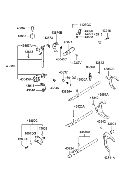2016 Hyundai Santa Fe Rail Sub Assembly-Shift(1&2) Diagram for 43810-28520