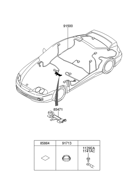 2008 Hyundai Tiburon Bracket-Center,Lower Diagram for 91550-2C000