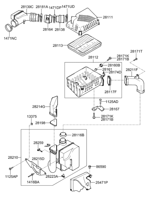 2006 Hyundai Tiburon New Body Style Air Cleaner Diagram 1