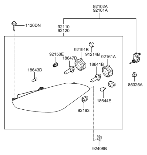 2006 Hyundai Tiburon New Body Style Head Lamp Diagram
