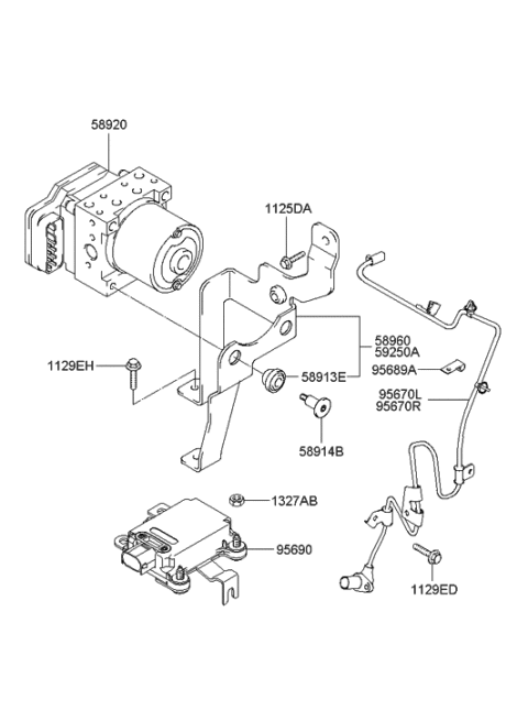 2019 Hyundai Santa Fe Sensor Assembly-Abs Front Wheel ,L Diagram for 95670-2C600