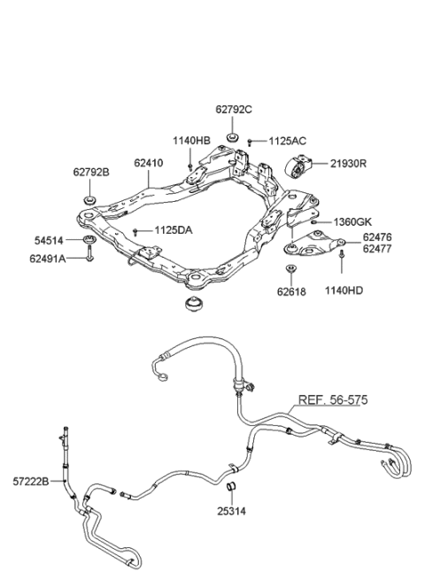 2008 Hyundai Tiburon Front Suspension Crossmember Diagram