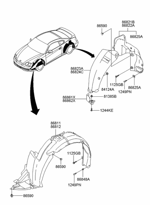 2006 Hyundai Tiburon Wheel Gaurd Diagram