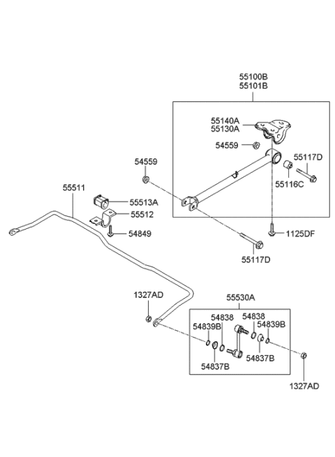 2006 Hyundai Tiburon Rear Suspension Control Arm Diagram 2