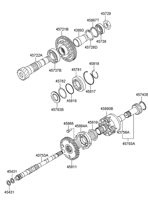 2019 Hyundai Santa Fe Shaft-Input Diagram for 45753-39020