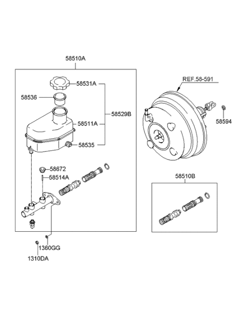 2006 Hyundai Tiburon New Body Style Brake Master Cylinder Diagram