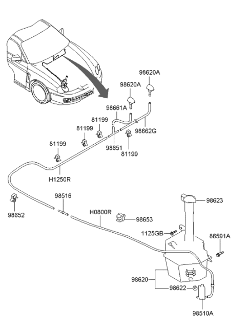 2006 Hyundai Tiburon New Body Style Windshield Washer Diagram