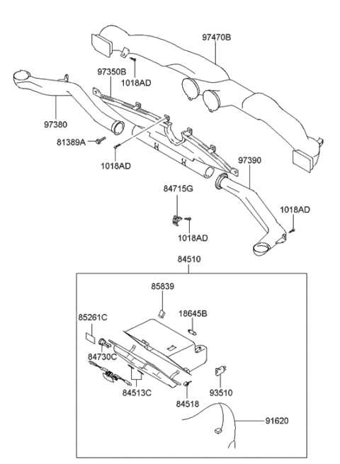 2006 Hyundai Tiburon Crash Pad Upper Diagram 2