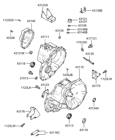 2016 Hyundai Santa Fe Bracket-Roll Support,Rear Diagram for 43176-39480