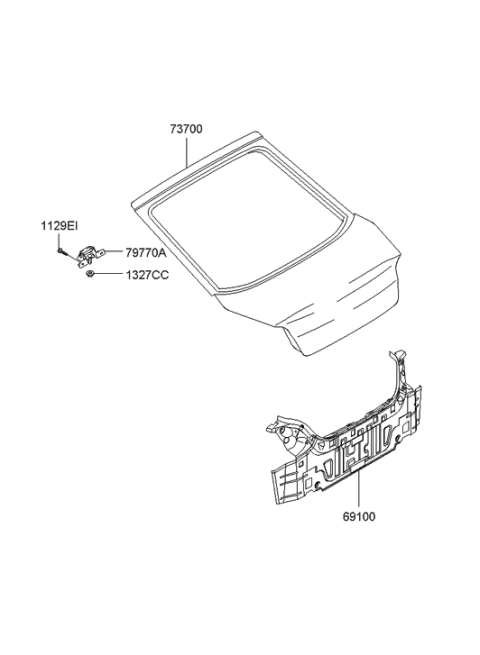 2007 Hyundai Tiburon Back Panel & Tail Gate Diagram