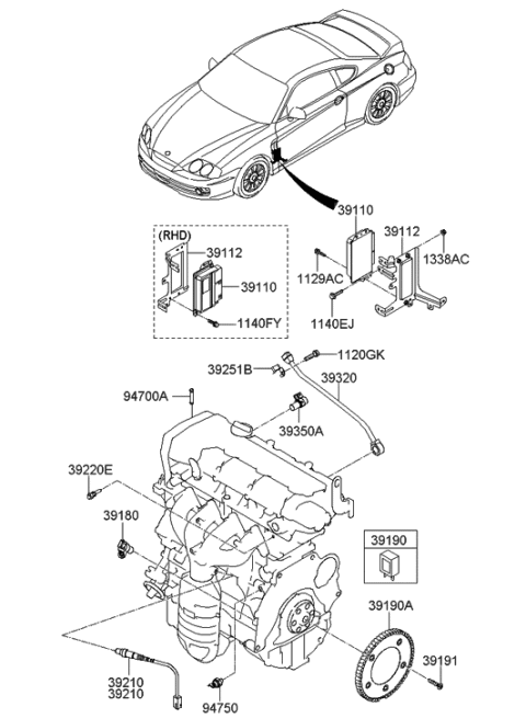 2008 Hyundai Tiburon Electronic Control Diagram 1