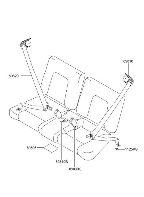 2018 Hyundai Santa Fe Rear Right Seat Belt Assembly Diagram for 89820-2C760-LK