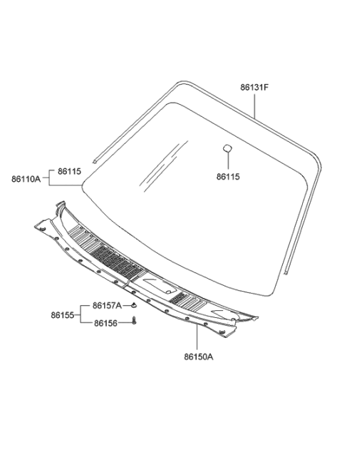 2019 Hyundai Santa Fe Windshield Glass Assembly Diagram for 86110-2C010