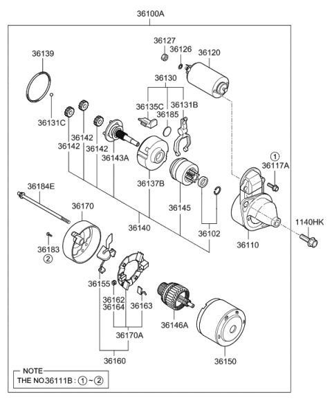 2006 Hyundai Tiburon New Body Style Starter Diagram 1
