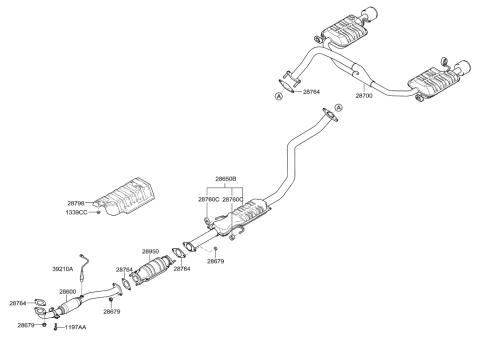 2007 Hyundai Tiburon Muffler & Exhaust Pipe Diagram 1