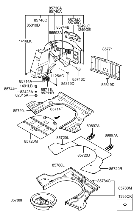 2008 Hyundai Tiburon Cover 2-Luggage Side,RH Diagram for 85745-2C000-LK