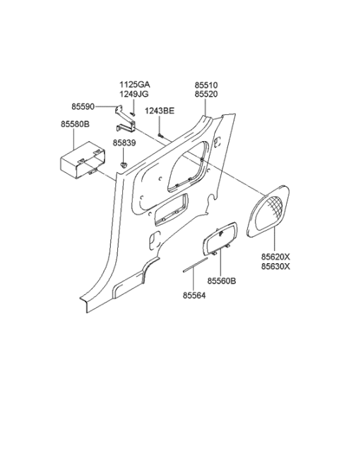 2007 Hyundai Tiburon Quarter Trim Diagram