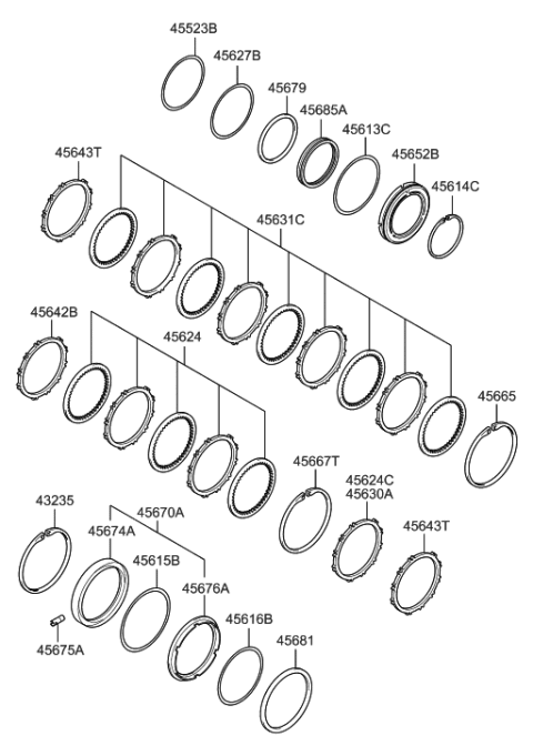 2007 Hyundai Tiburon Packing-Ata Low & Rev BRK SUPT Diagram for 45642-39000