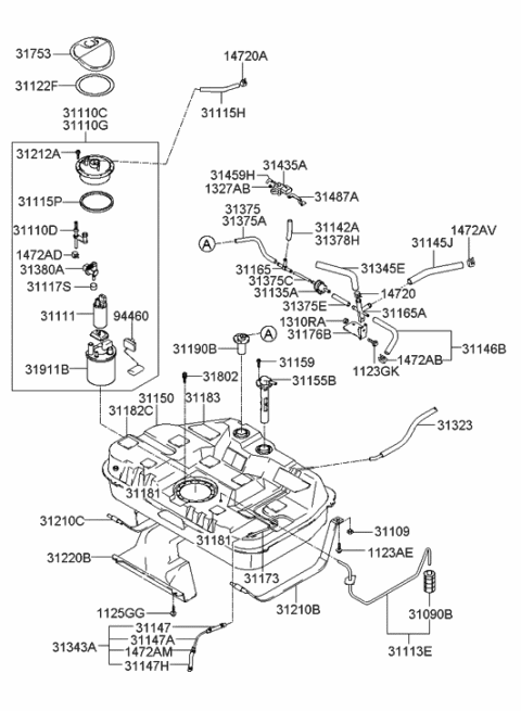 2016 Hyundai Santa Fe Valve Assembly-2 Way Diagram for 31135-2D500