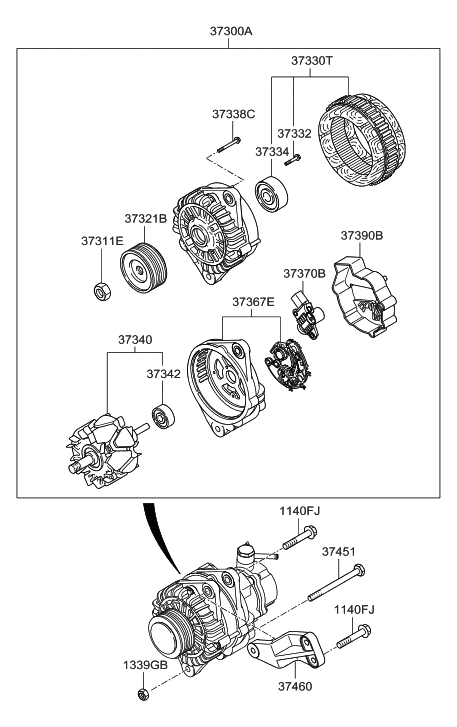 2006 Hyundai Tiburon Alternator Diagram 2