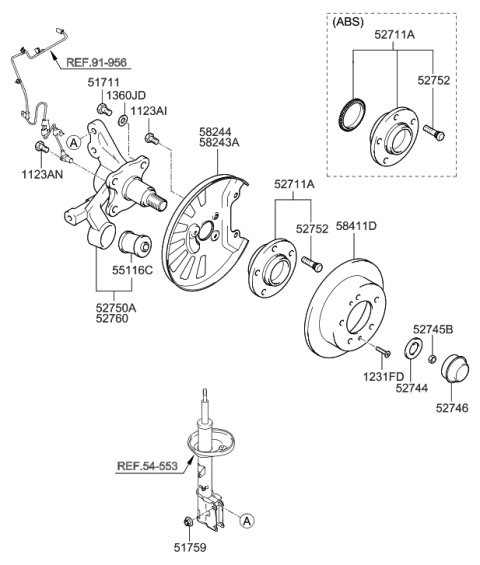 2006 Hyundai Tiburon New Body Style Rear Wheel Hub Diagram