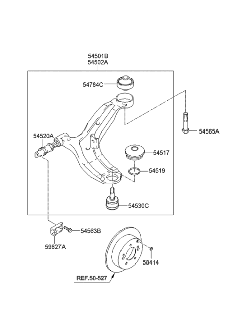 2007 Hyundai Tiburon Front Suspension Lower Arm Diagram