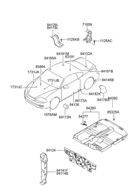 2006 Hyundai Tiburon Carpet Assembly-Floor Diagram for 84260-2C521-LK